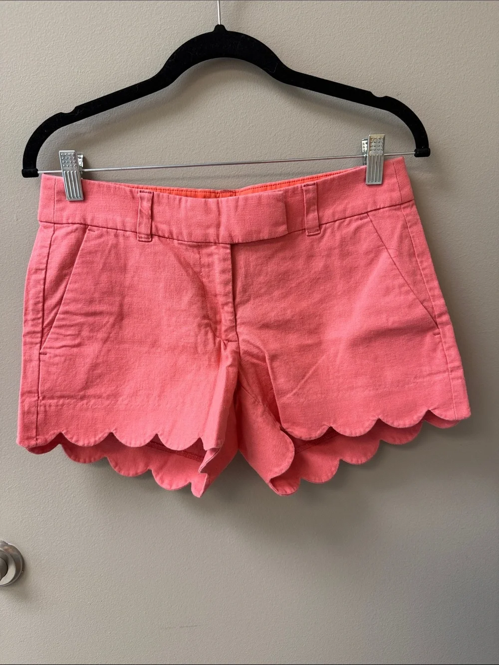 J. Crew Coral Scallop-Hem Shorts - Size 2